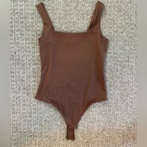 Classic Square Neck Brown Bodysuit